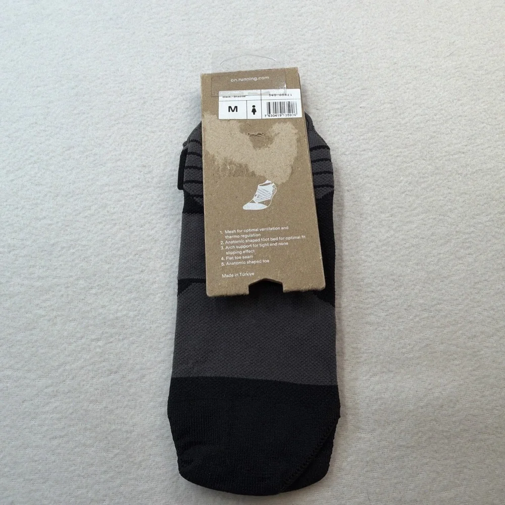 On Cloud Performance Low Sock Running Women's Medium 8.5-9.5 Black Shadow NWT